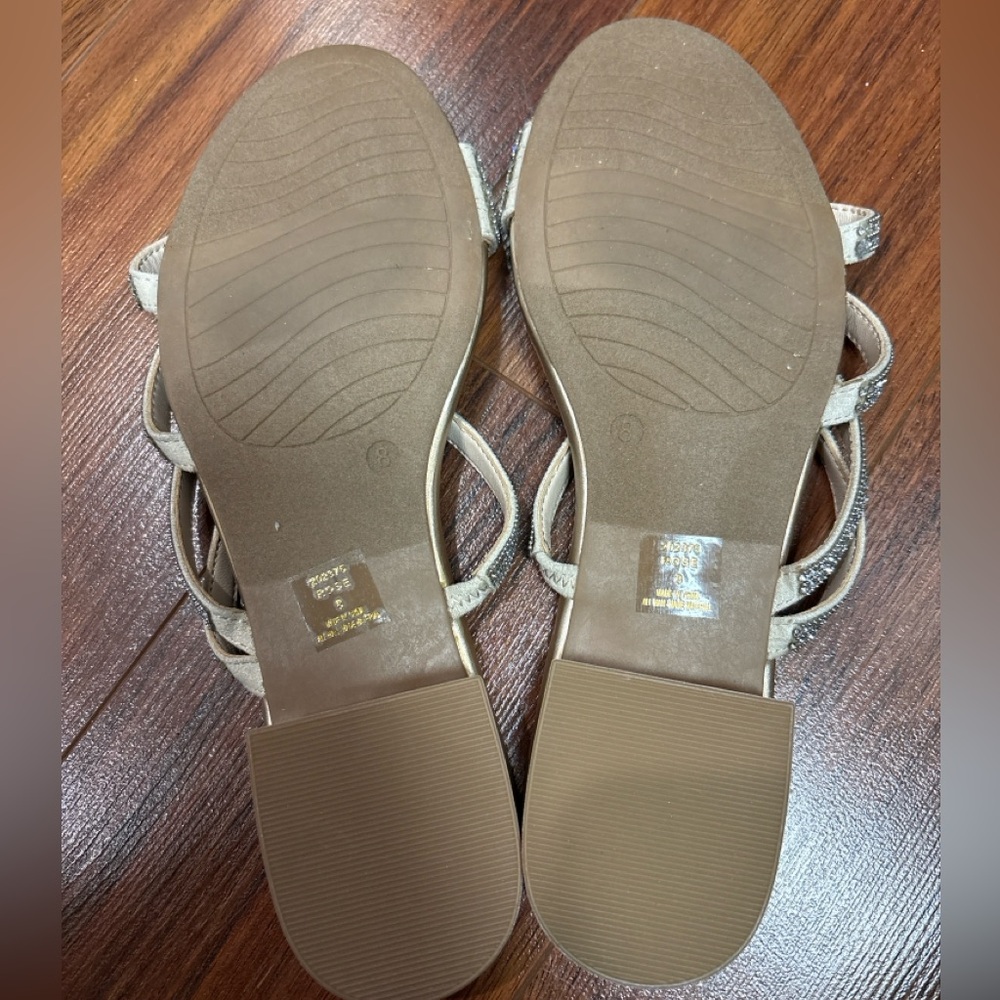 MORRIE Gold Rhinestone Slide Sandals – Size 8 - Picture 2 of 2